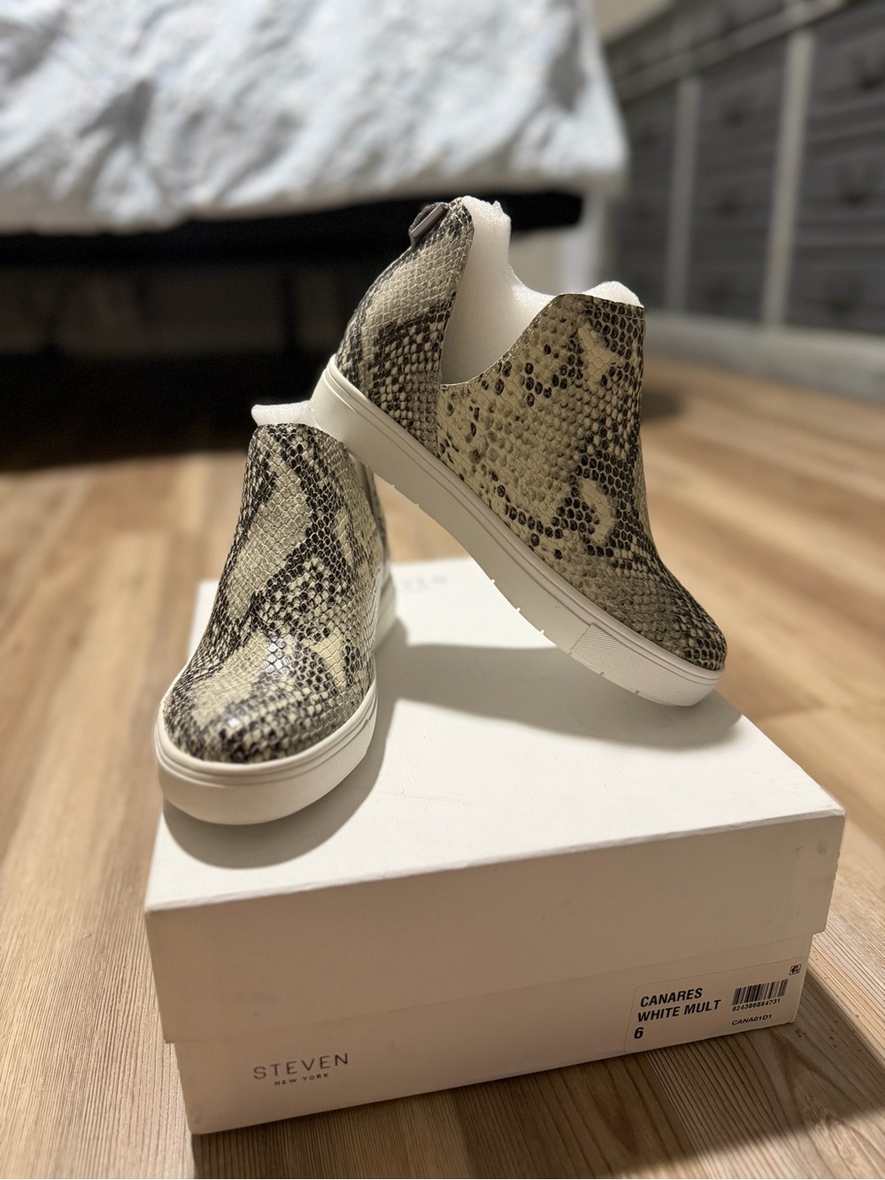 Steven New York Canaries Slip-On Ankle Booties in White Multi